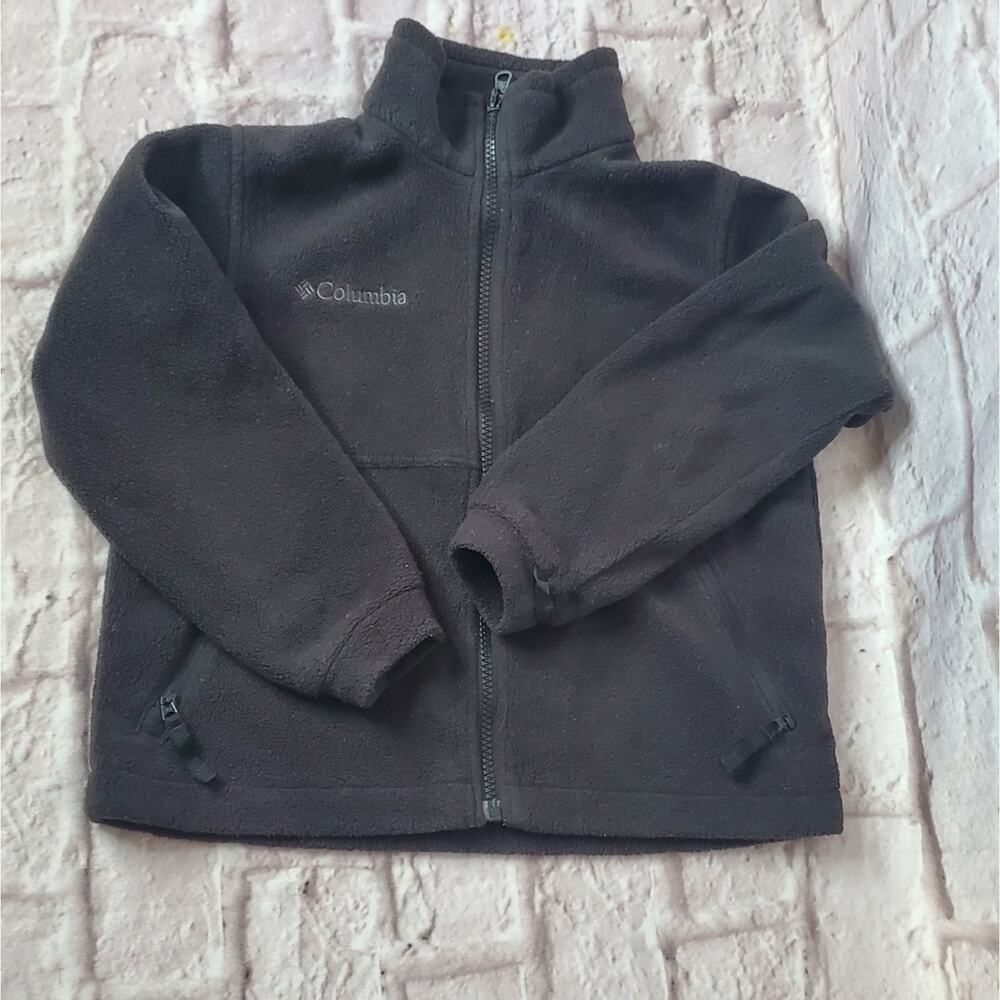 Columbia size 6 7 boys girls small black jacket sweater fleece zip up